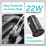 Ambrane ACC-21 Car Charger With Type C & USB Port