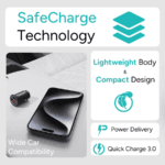 Ambrane ACC-21 Car Charger With Type C & USB Port