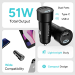 Ambrane C51 Car Charger With Type C & USB Port