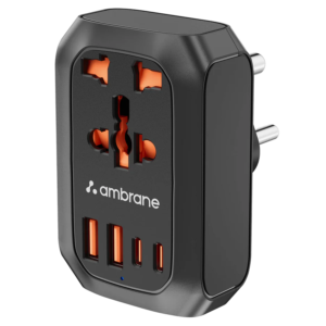Ambrane Charge X20 MultiPort Adapter with Universal AC Socket