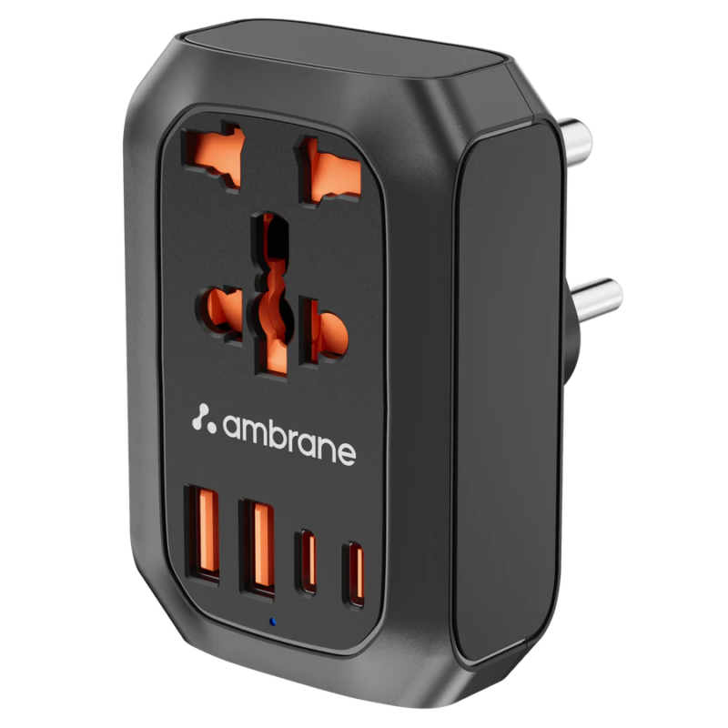 Ambrane Charge X20 MultiPort Adapter with Universal AC Socket