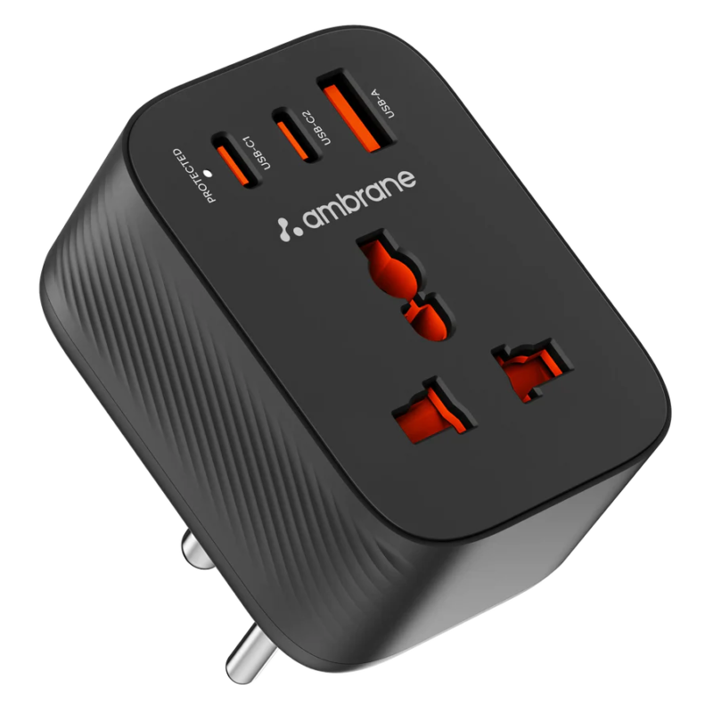 Ambrane Charge X33 MultiPort Wall Adapter with Universal AC Socket