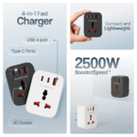 Ambrane Charge X33 MultiPort Wall Adapter with Universal AC Socket