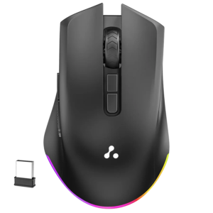Ambrane SliQ Glow 2.4Ghz Rechargeable Wireless & BT Mouse With RGB Light