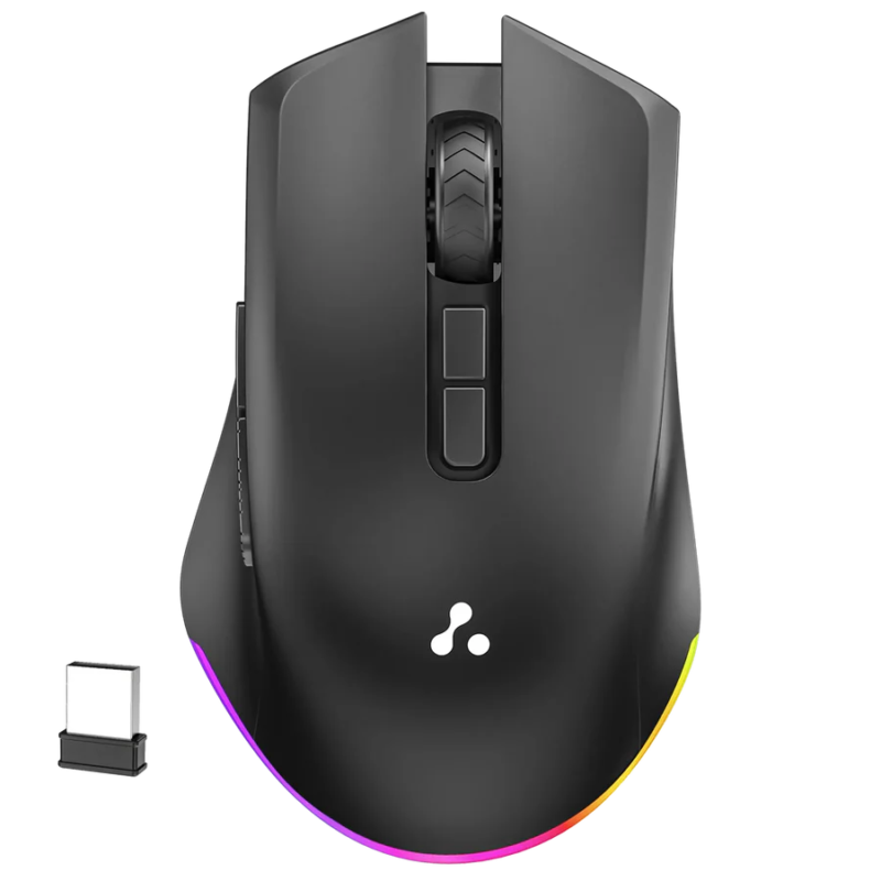 Ambrane SliQ Glow 2.4Ghz Rechargeable Wireless & BT Mouse With RGB Light