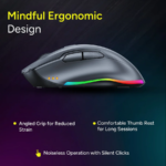 Ambrane SliQ Glow+ 2.4Ghz Rechargeable Wireless & BT Mouse With RGB Light