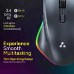 Ambrane SliQ Glow+ 2.4Ghz Rechargeable Wireless & BT Mouse With RGB Light