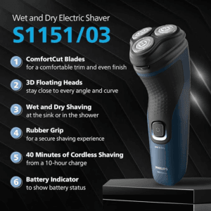 Philips S1151/03 Electric Shaver for Men with Comfort Cut Blades