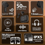 Philips TAT1050BK/94 Truly Wireless Earbuds with ANC