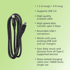 Philips DLC5204C/00 USB-C to USB-C Braided Cable