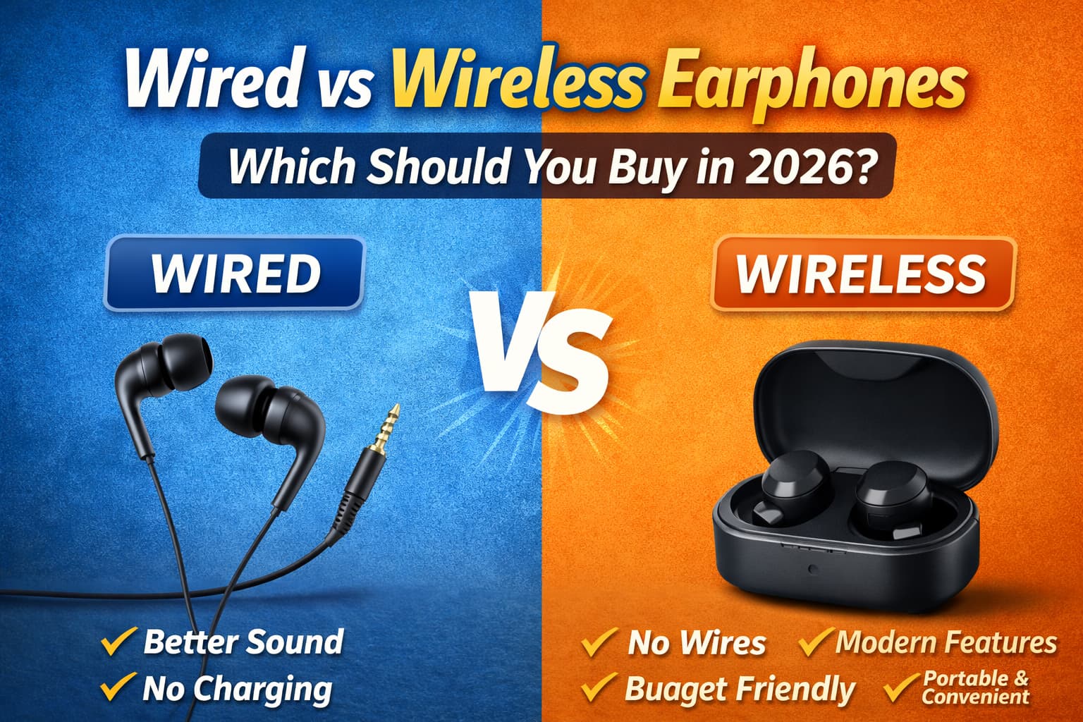 Wired vs wireless earphones Banner