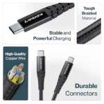 Ambrane BCTT-10 Braided Type C to Type C Cable (1m)