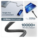 Ambrane BCTT-10 Braided Type C to Type C Cable (1m)